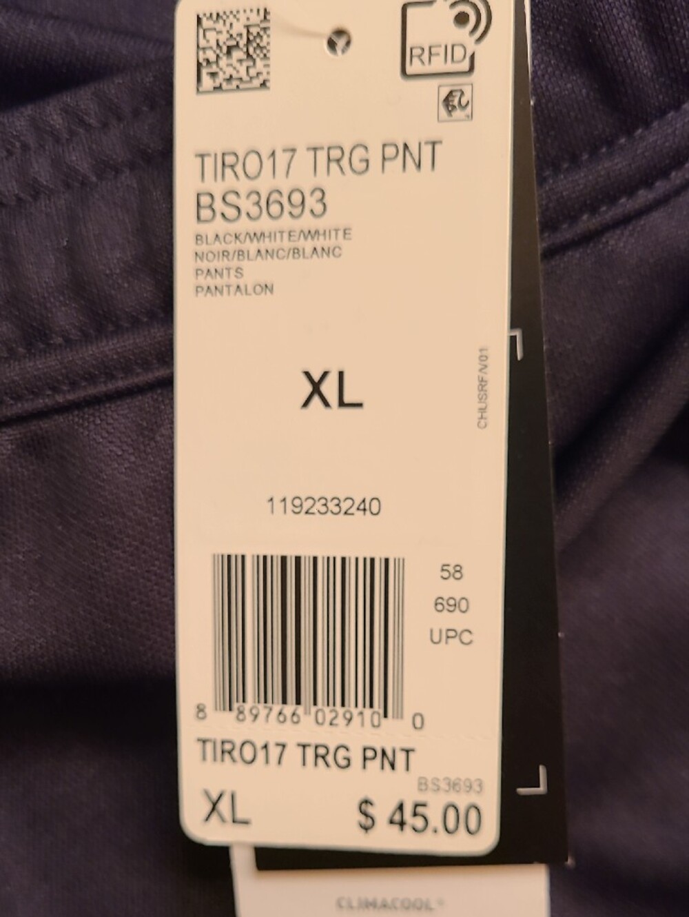 Unisex adidas Black Track Pants with White Three-Stripes Size XL NWT - Picture 4 of 8